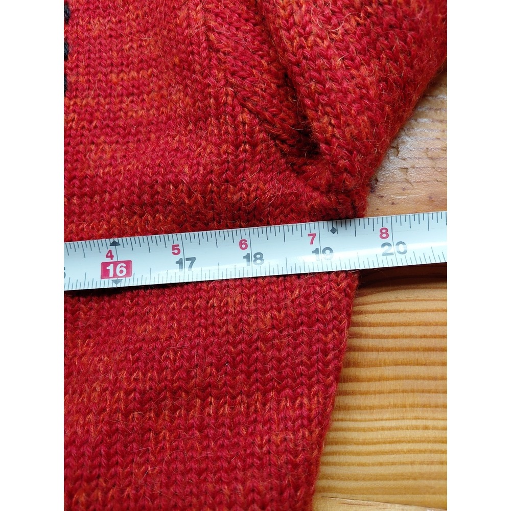 EUC Icelandic Designs Toggle Knit Crochet Cardigan Sweater Alpaca Wool  M Orange - Picture 8 of 12